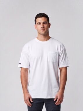 P’tula Men’s Oversized Boxy Pocket Tee White NWT Soft Short Sleeve Unisex M